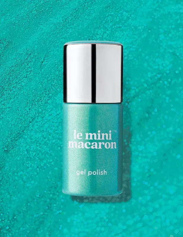 Le Mini Macaron Sparkling Sea Salt gellack blågrön glitter