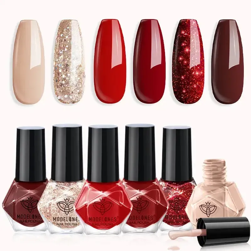 Modelones Tell Me nagellacksset röd 6 färger