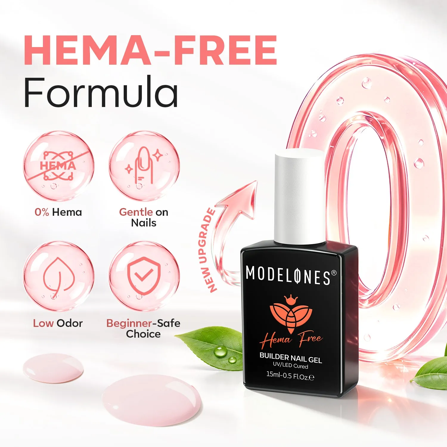 Modelones Milky Pink builder gel byggel 15ml HEMA-fri