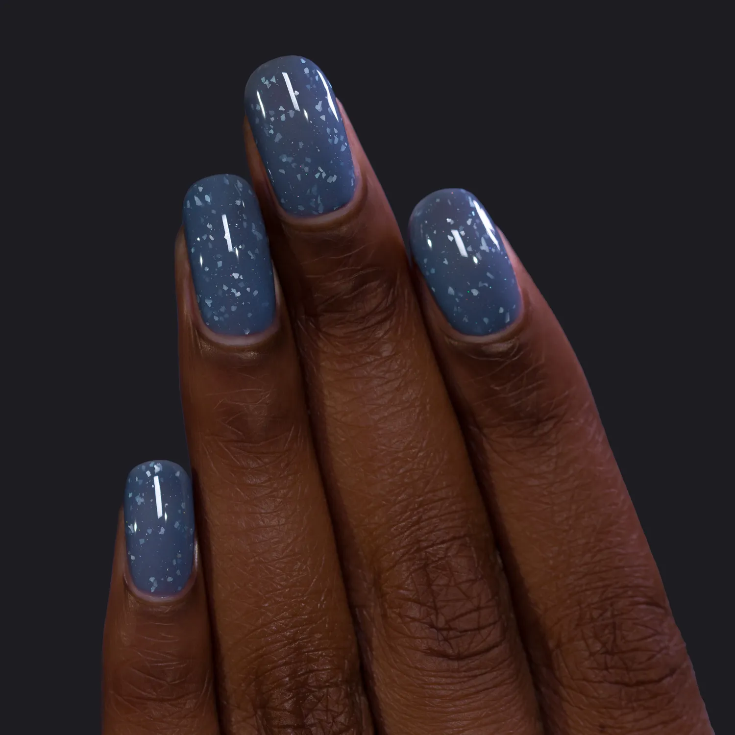 ILNP Rainy Days nagellack denimblå flakie shimmer