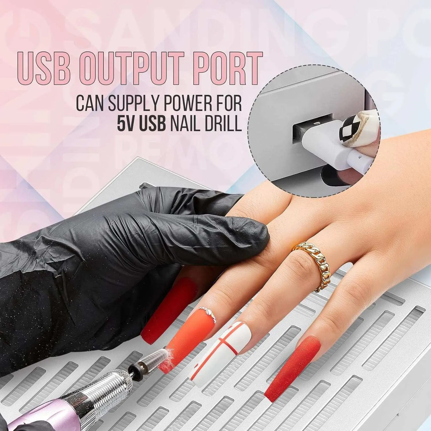 Makartt Nail Fan nageldammsugare vit laddbar