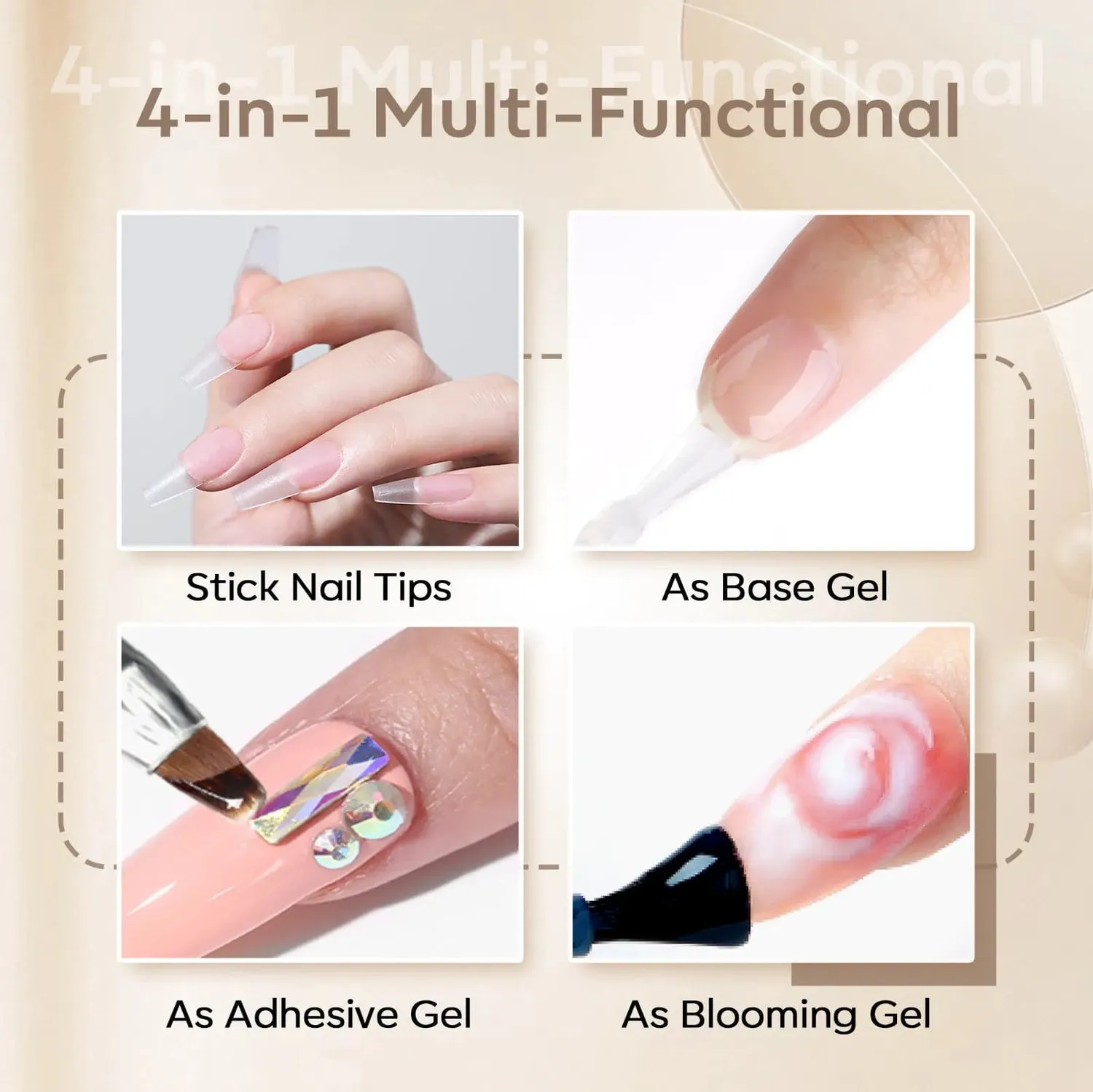 modelones 4-in-1 nagellim gel 15 ml för tippar