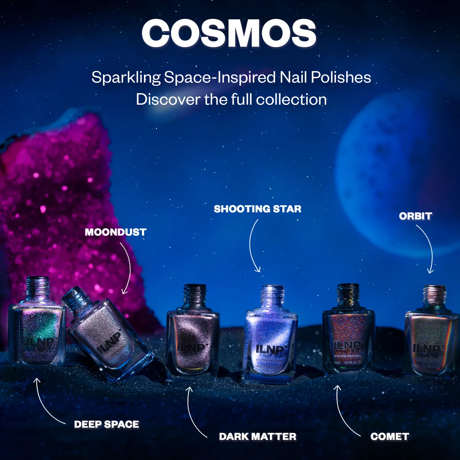 ILNP Deep Space nagellack magnetiskt teal-lila