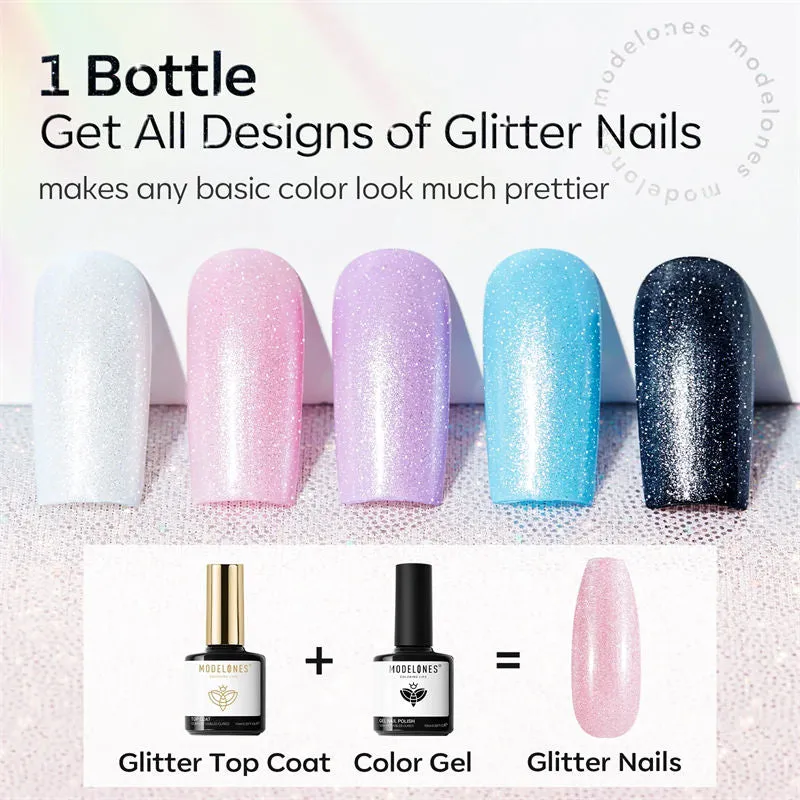 Modelones Aurora Glitter top coat 10 ml vit aurora