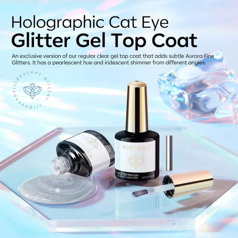 Modelones Holographic Glitter gel top coat cat eye 10 ml