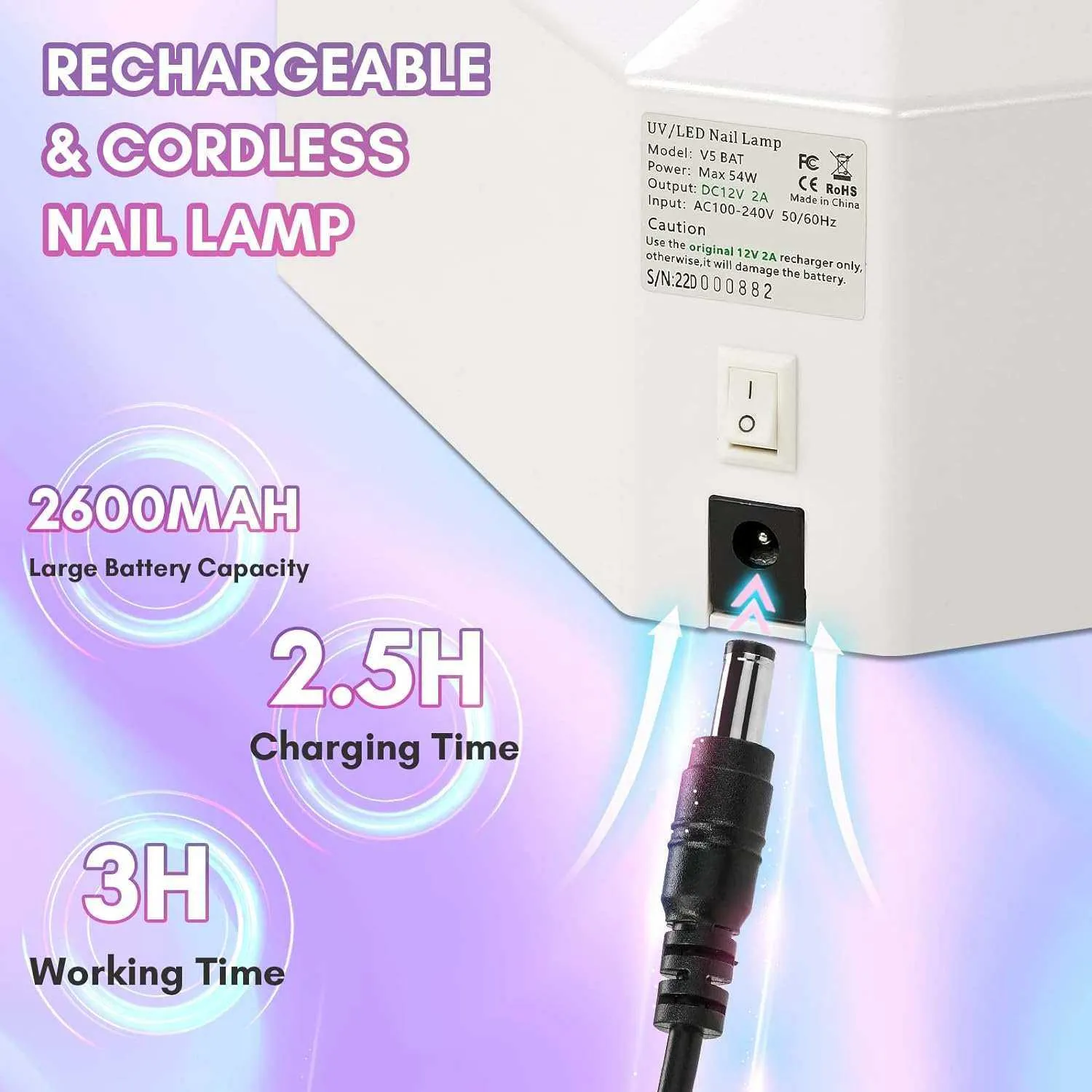 Makartt Aurora 36W UV-nagellampa uppladdningsbar
