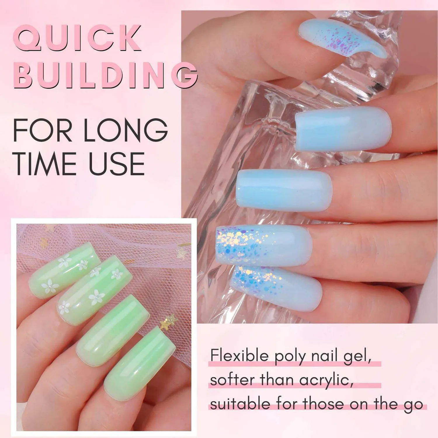 Makartt Poly Nail Gel polygel 2-pack blå grön 30 ml