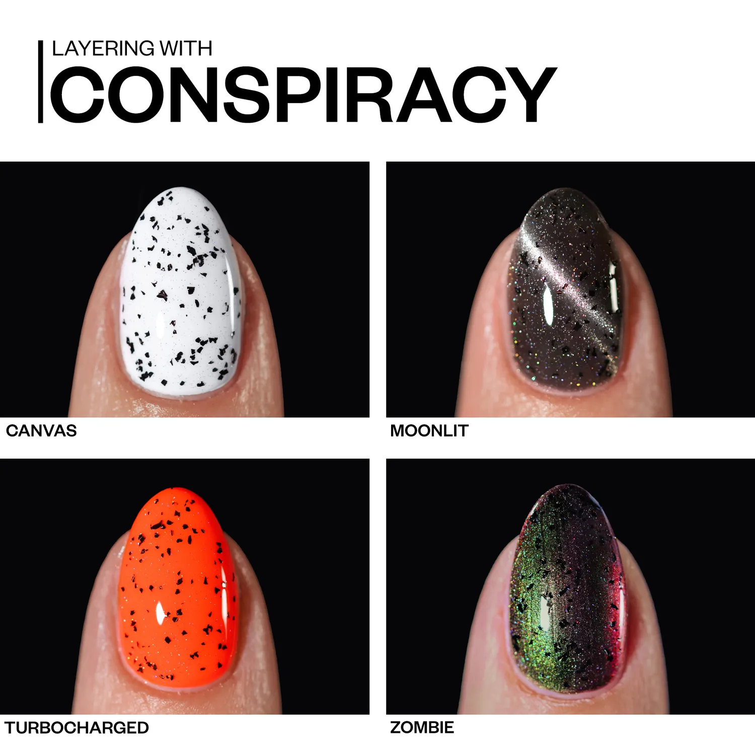 ILNP Conspiracy nagellack svart flake holo