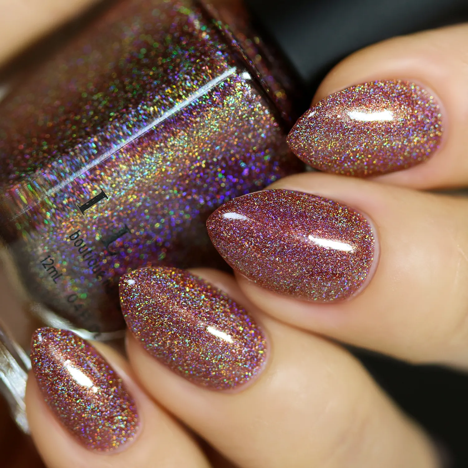 ILNP nagellack Brownstone brun holografisk