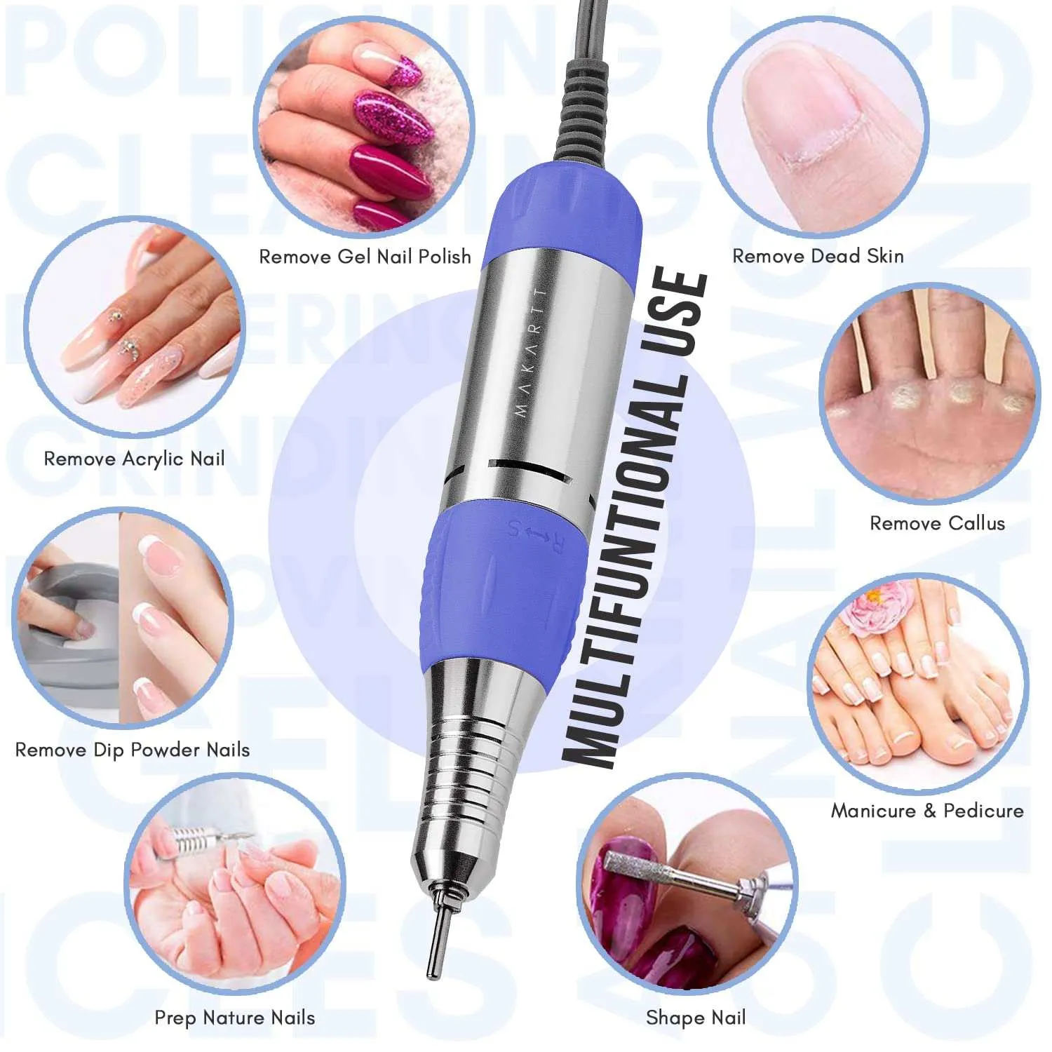 Makartt Geneviere 30000RPM elektrisk nagelfil lila stark