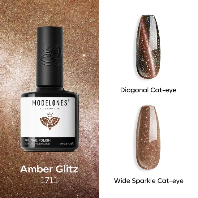 Modelones Inspire Gel Amber Glitz gellack 15 ml guld cat eye