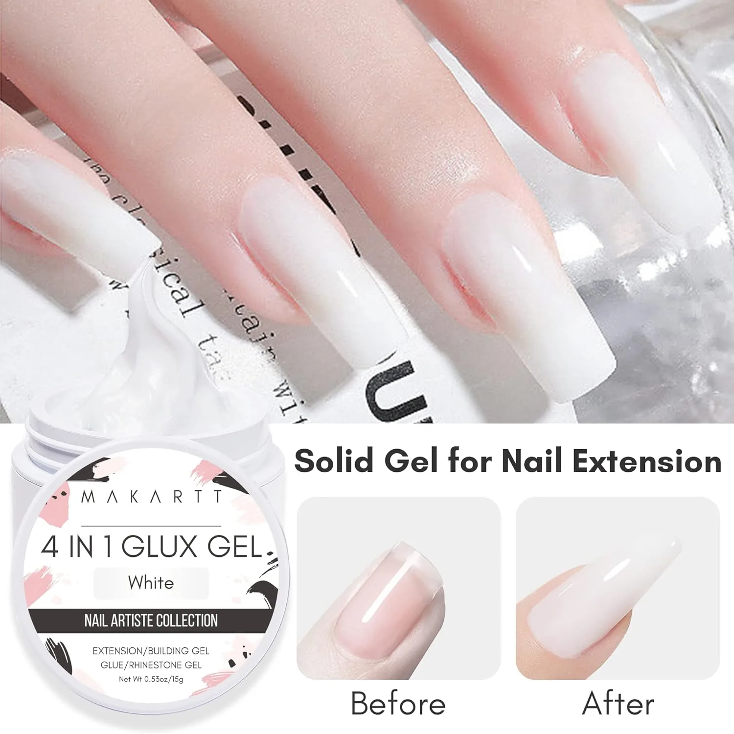 Makartt Glux 4-in-1 solid gel White 15 g multifunktion