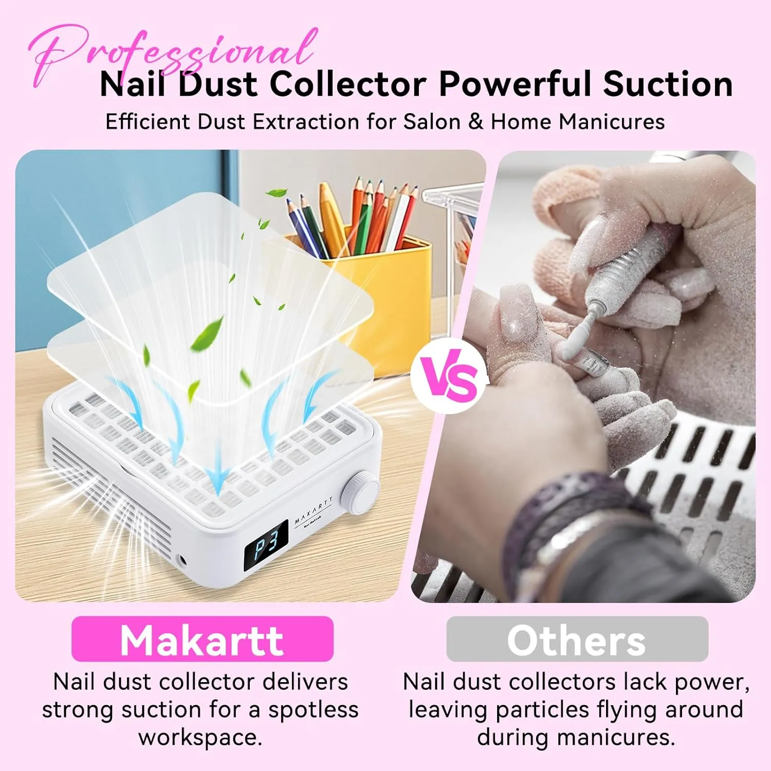 Makartt Wireless nageldammsugare White sladdlös uppsug
