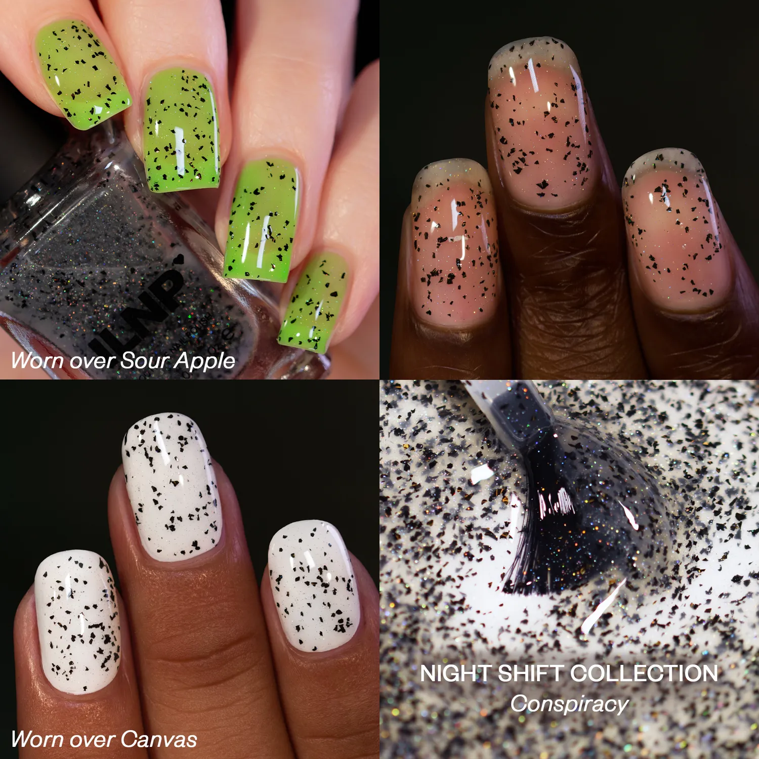 ILNP Conspiracy nagellack svart flake holo