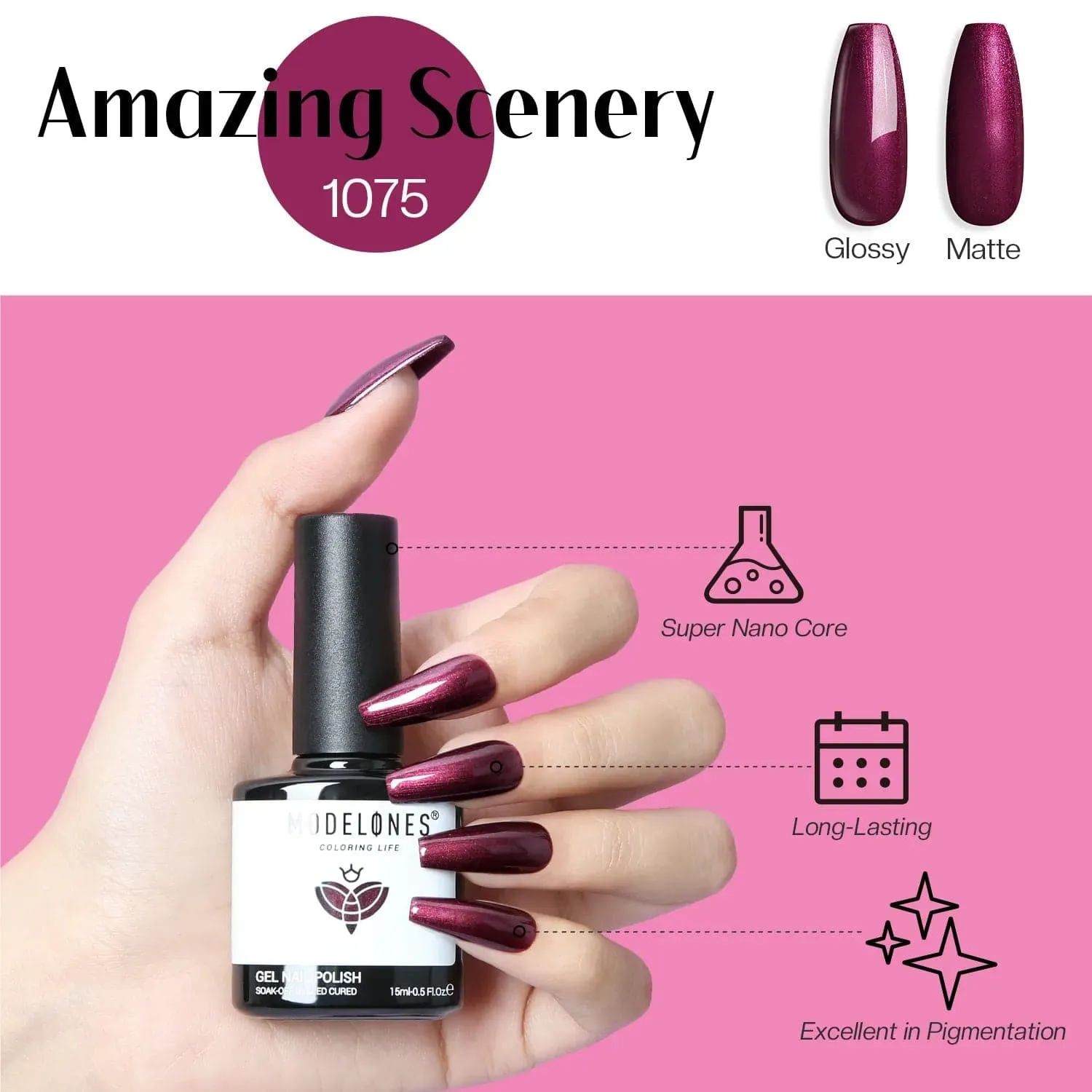 Modelones Amazing Scenery gellack shimmer röd 15ml