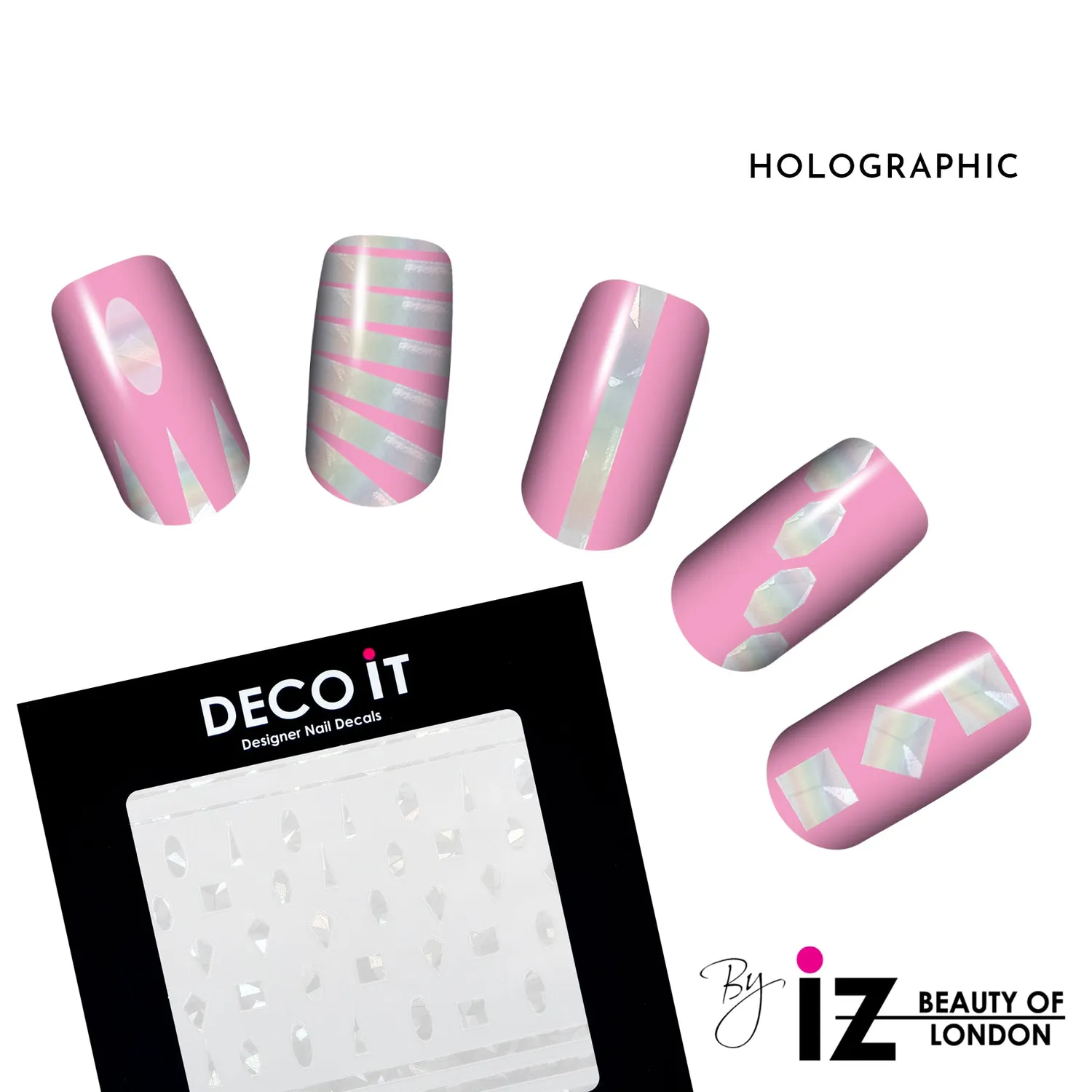 IZ Beauty Holographic nageldekaler holo krossat glas