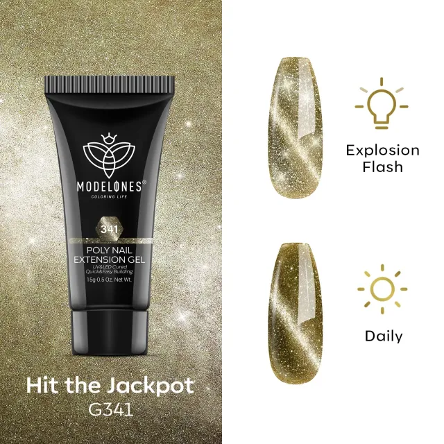Modelones Hit The Jackpot polygel guld cat eye 15g magnetisk
