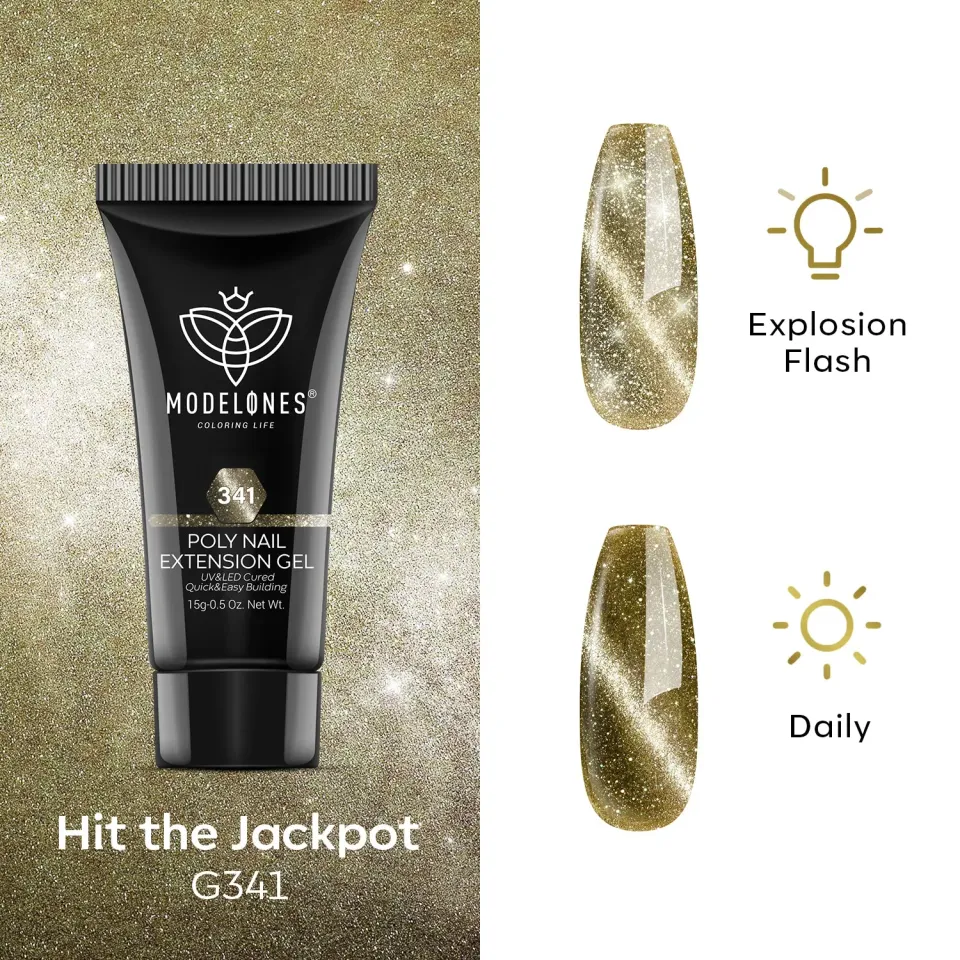 Modelones Hit The Jackpot polygel guld cat eye 15g magnetisk