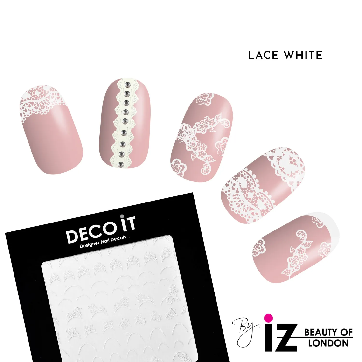 Iz Beauty Lace White nageldekaler fransk spets