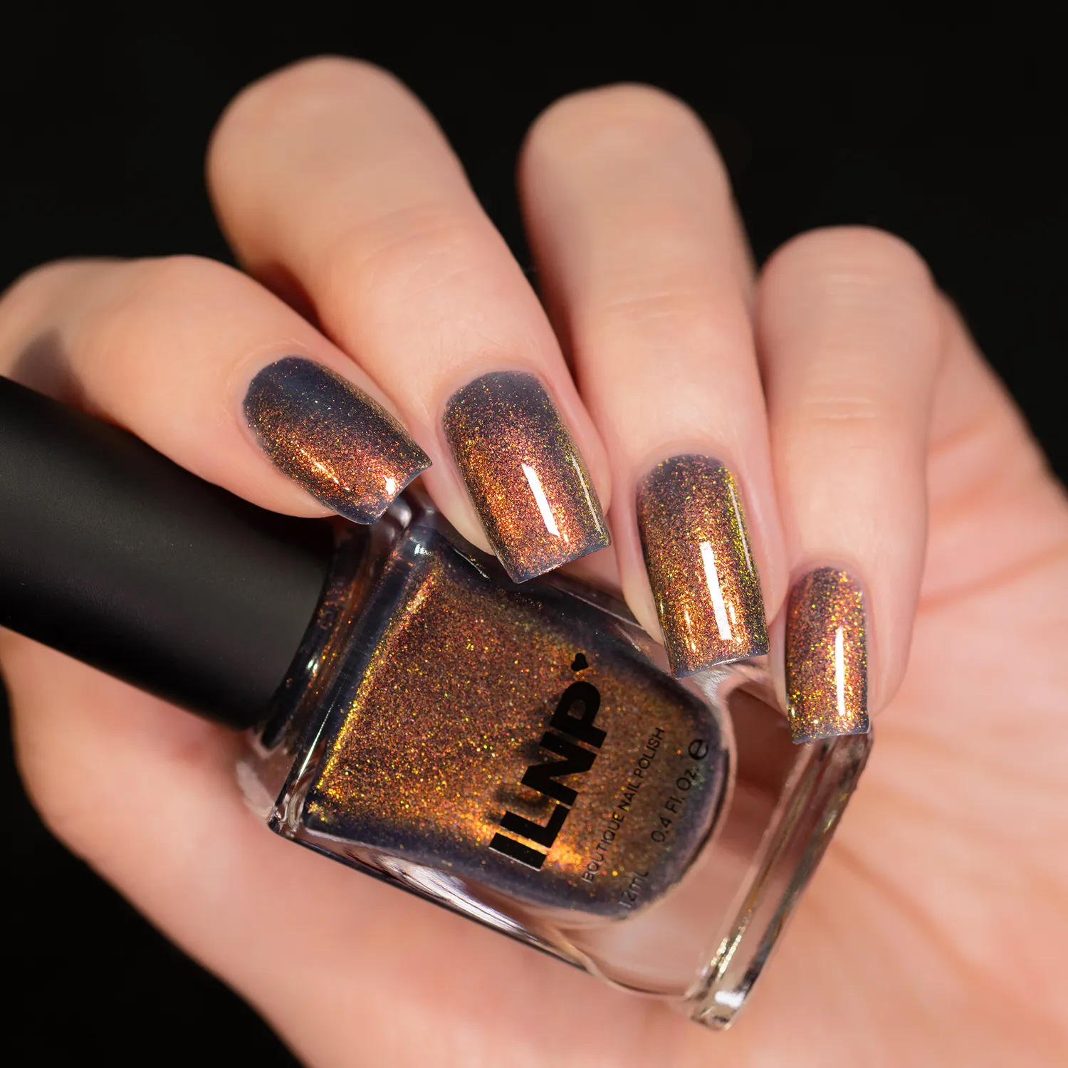 ILNP Pyro nagellack mörkblå orange skimmer