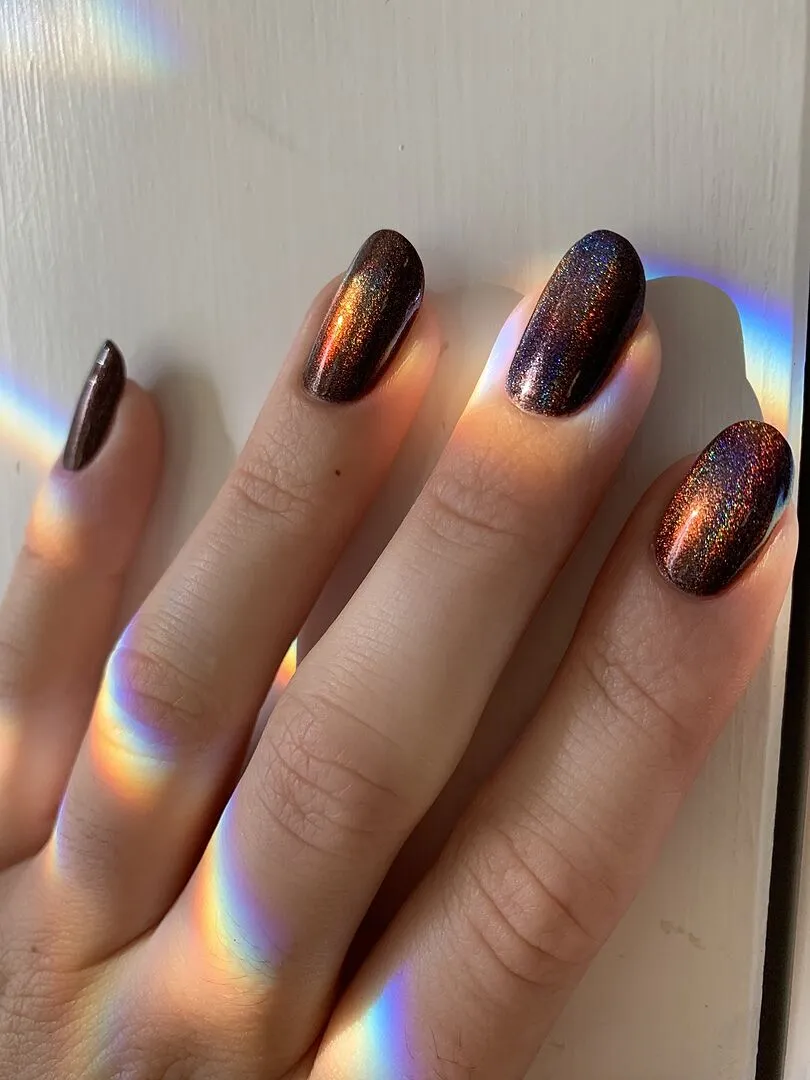 Cirque Colors Pony Up nagellack mörkbrun holografisk