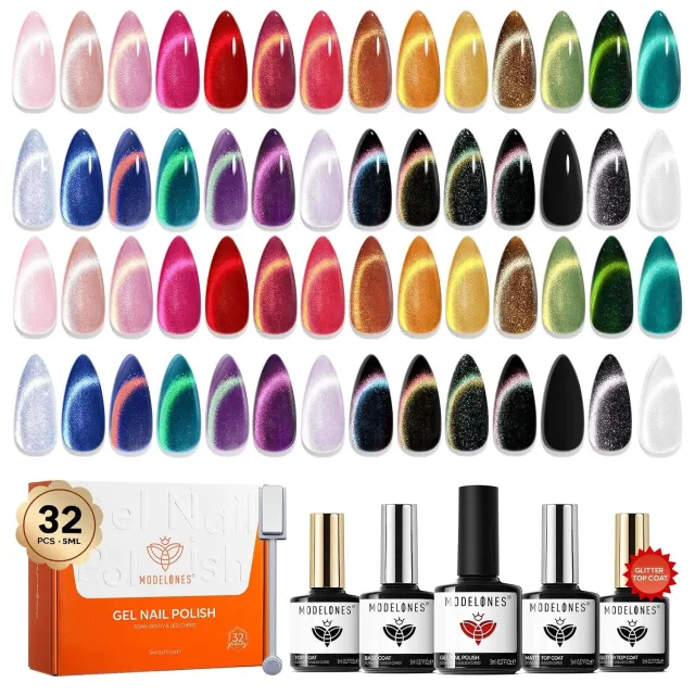 Modelones Cat Eye gellack set 28 färger 32-pack