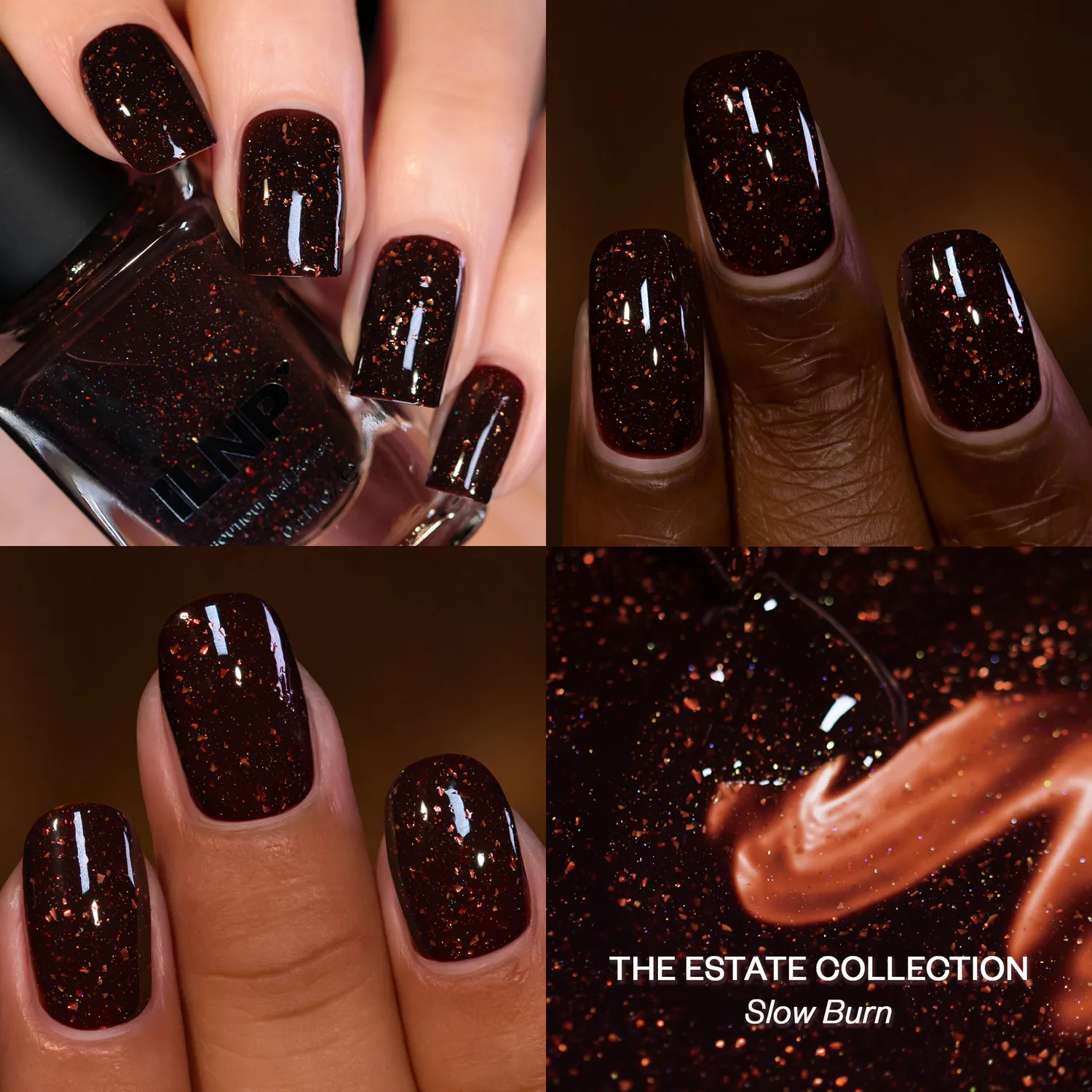 ILNP Slow Burn nagellack brun kopparflakes