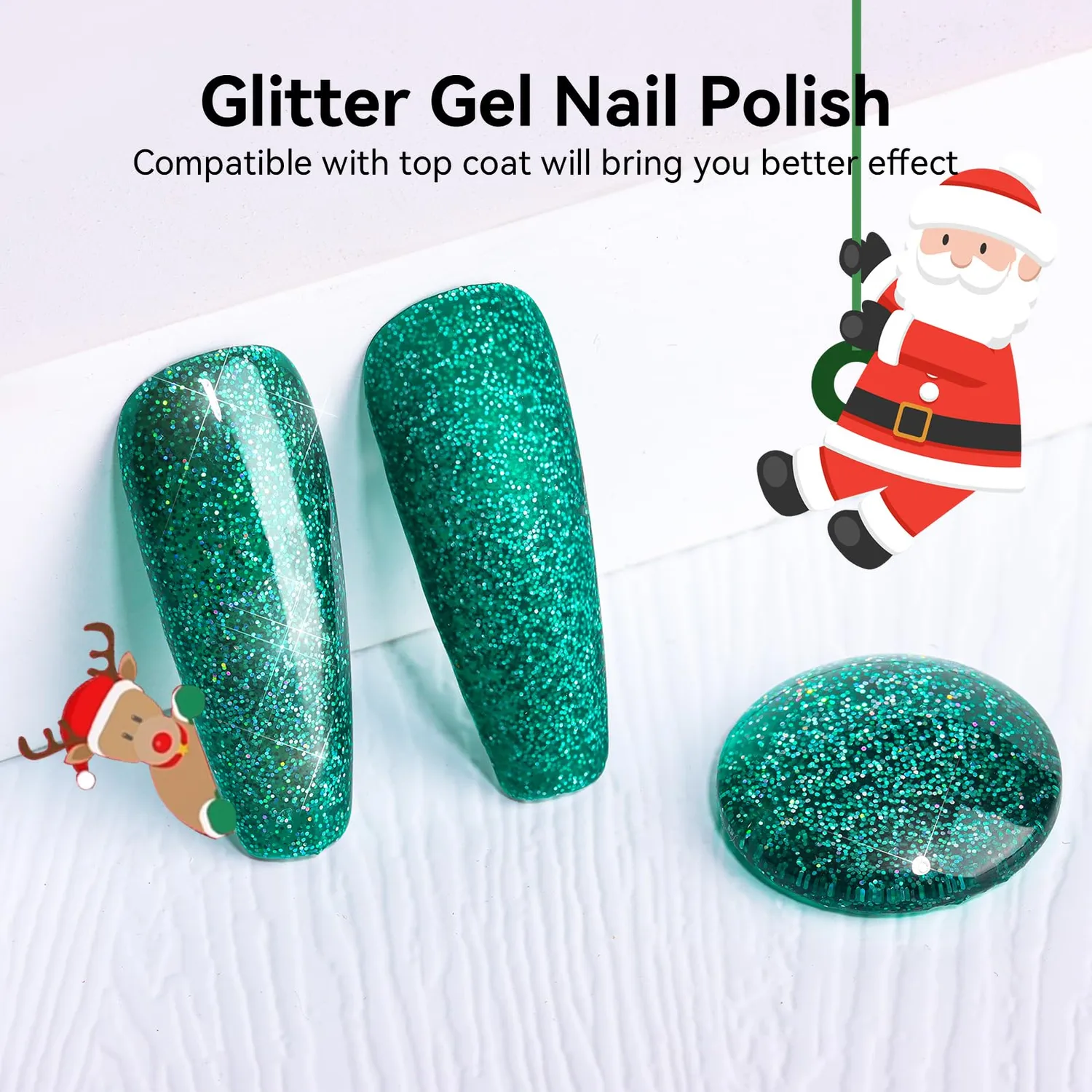 Makartt Christmas Sparkly gellack grön 15ml glitter