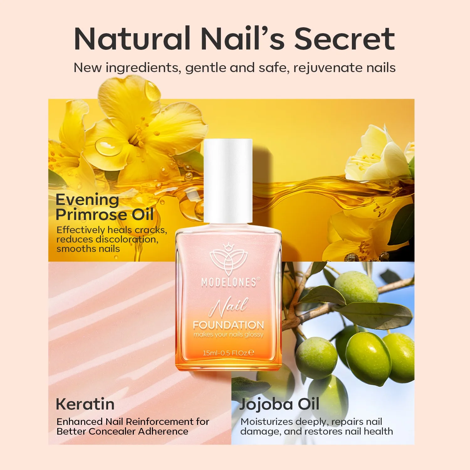 Modelones Nail Foundation nagellack Bubble Pink 15 ml