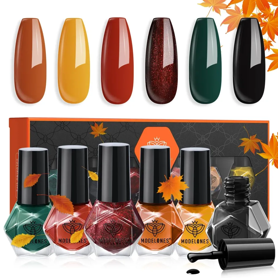 Modelones höstnagellack 6-pack orange svart snabbtorkande