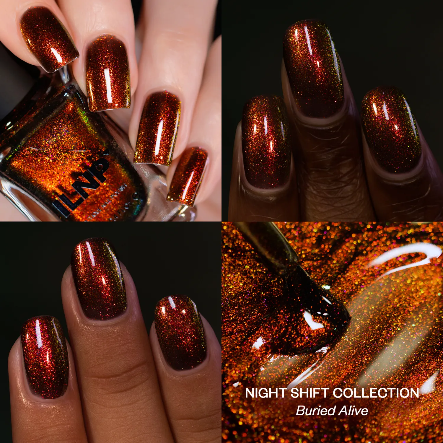 ILNP Buried Alive nagellack orange skimmer brun