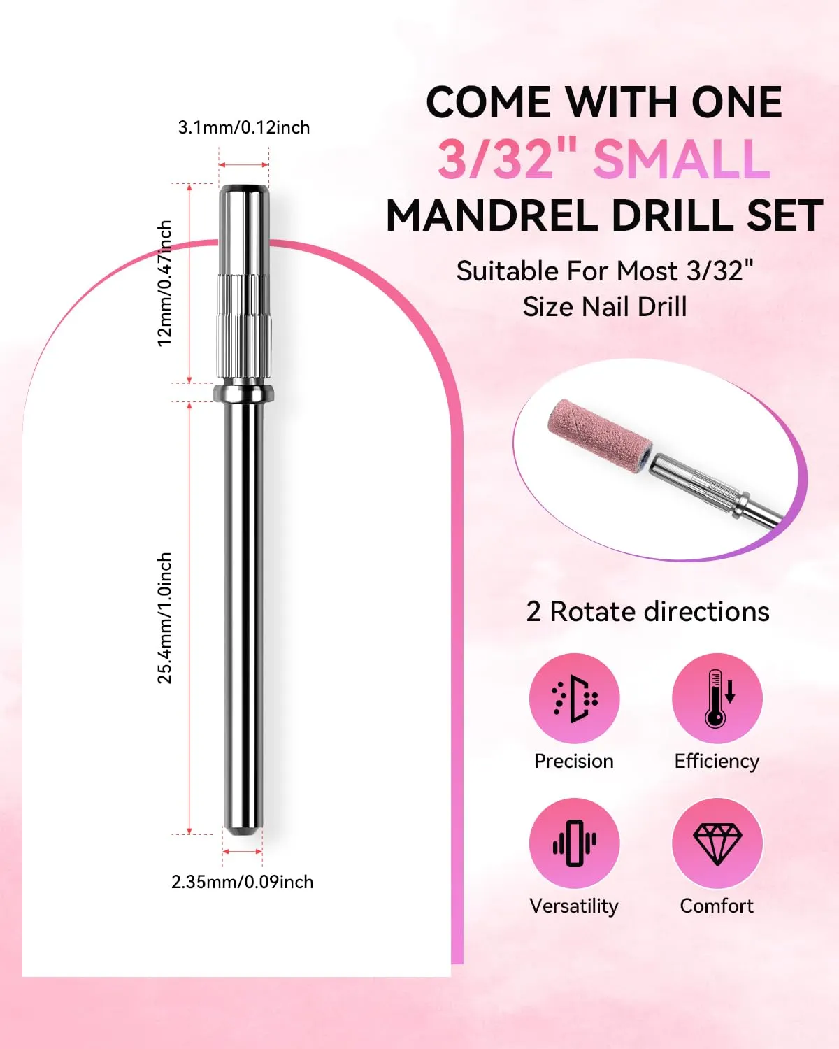 Makartt Mini slipband rosa 180-240 grit skonsam