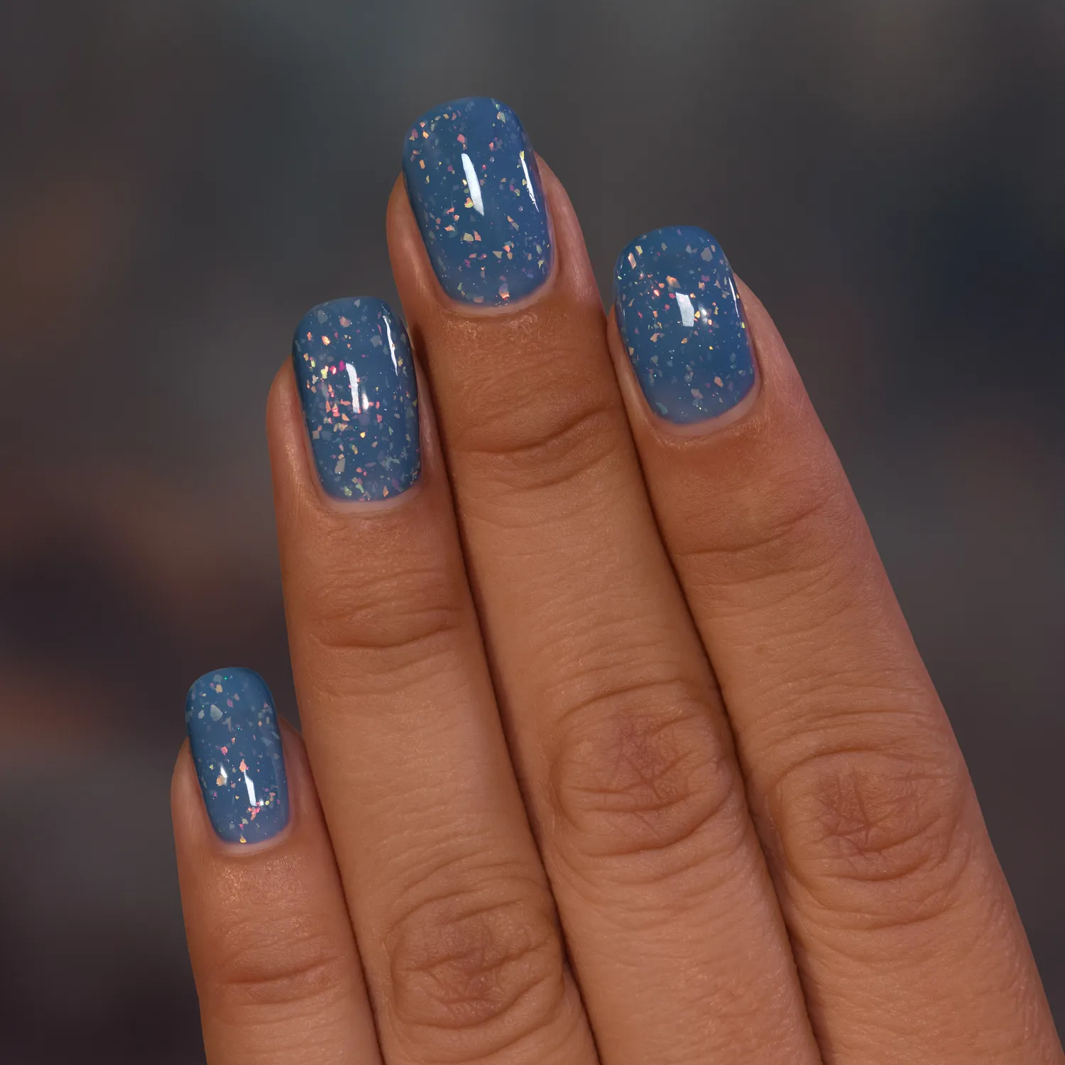 ILNP Jumping Puddles nagellack blå jelly flakies