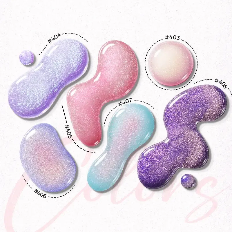 Modelones Aurora Blooms nagellack 6-pack rosa blå skimmer