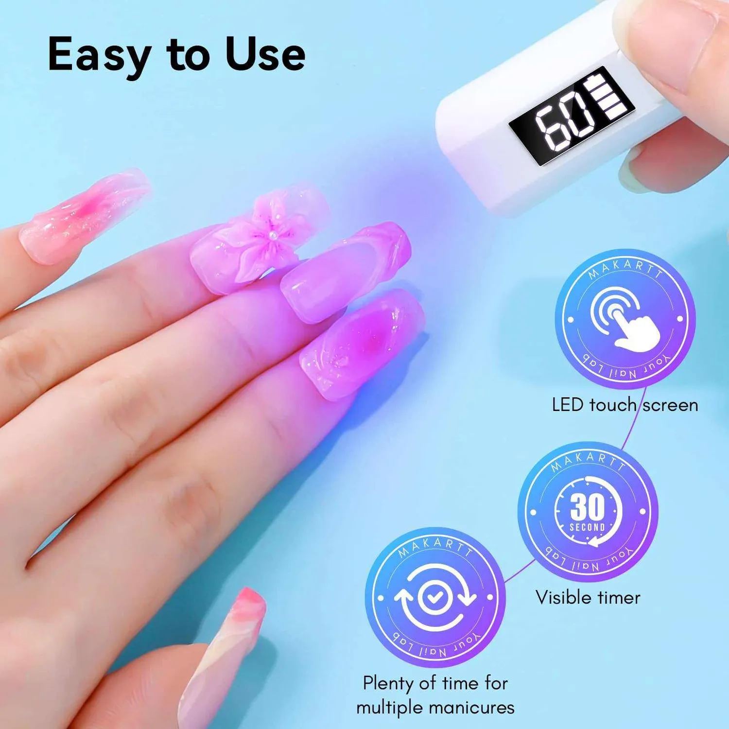 Makartt Mini Handheld LED nagellampa vit portabel