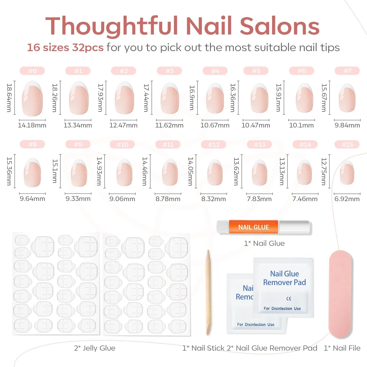 Modelones Neutral French lösnaglar nude fransk