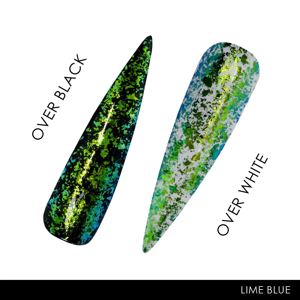 Iz Beauty Lime Blue Chameleon Chrome Flakes nagelfolie