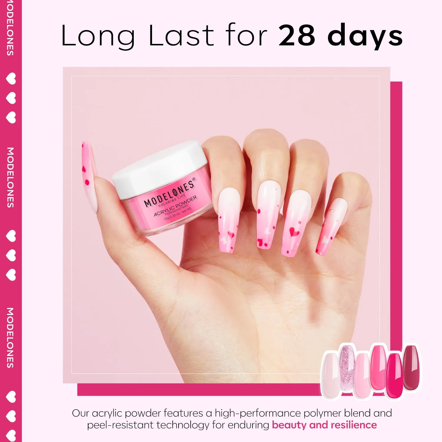 modelones Lovestruck Blush akrylpulverset 6 rosa nyanser