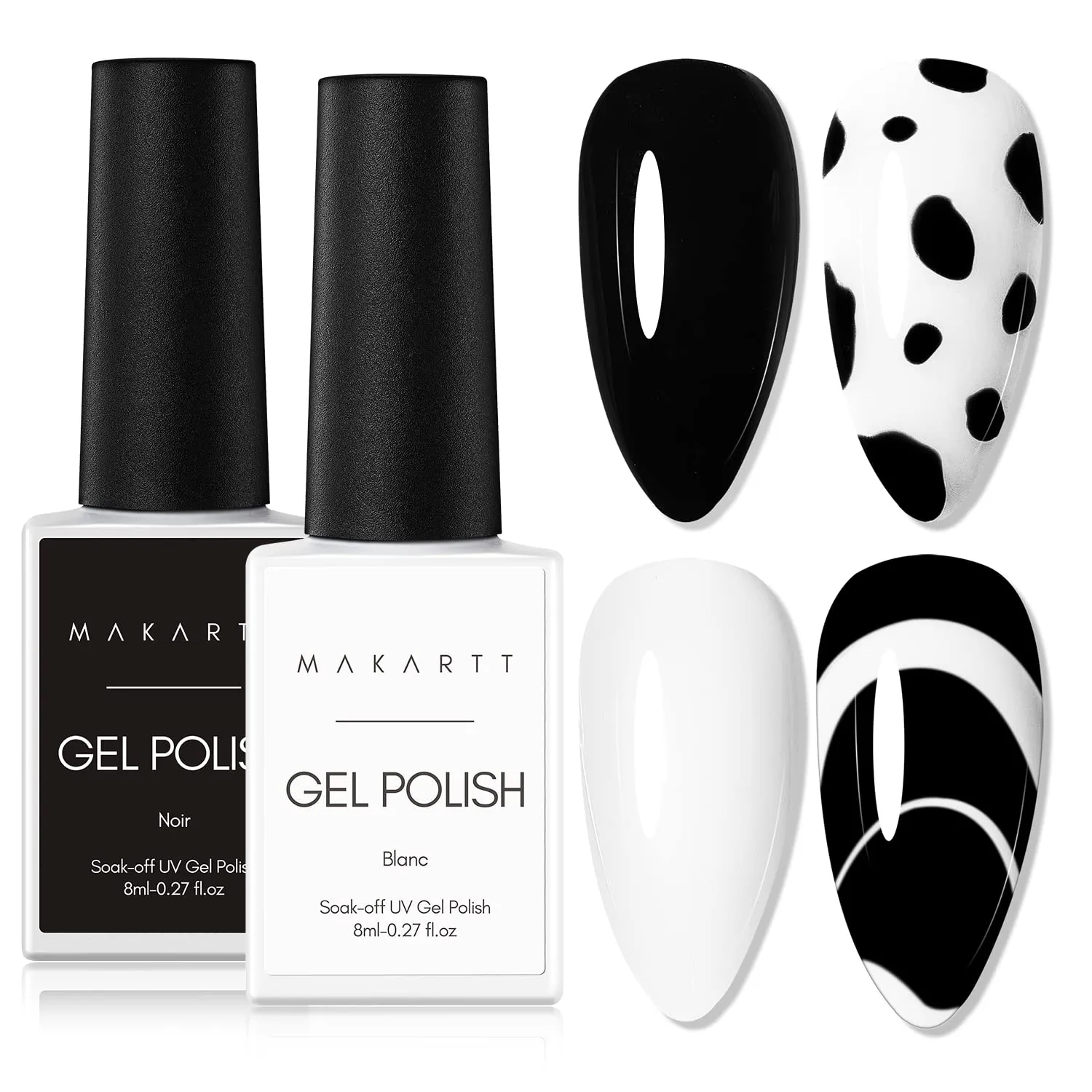 Makartt Nail Gel Polish gellack noir blanc kit