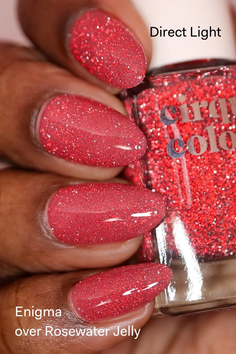 Cirque Colors Enigma nagellack rött glitter topper