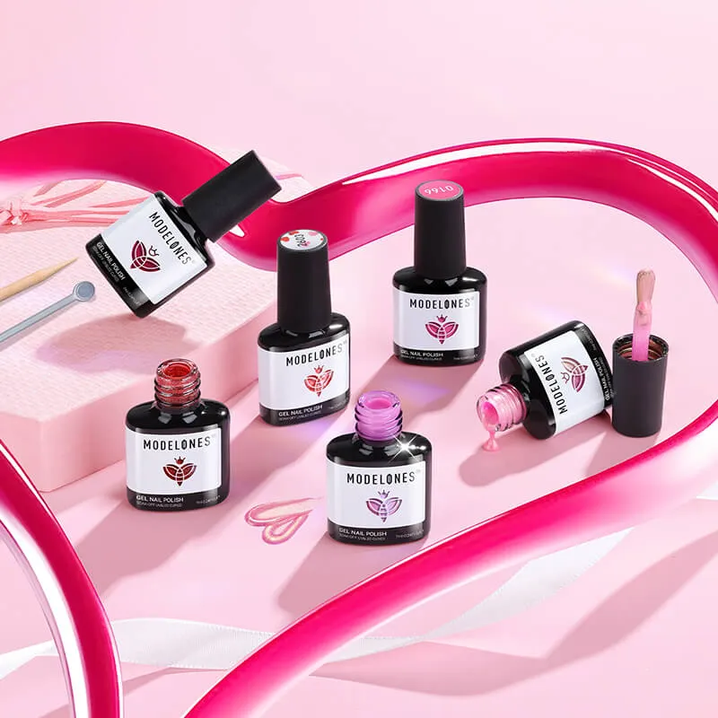Modelones Fall in Love gellackset 6 färger glitter rosa