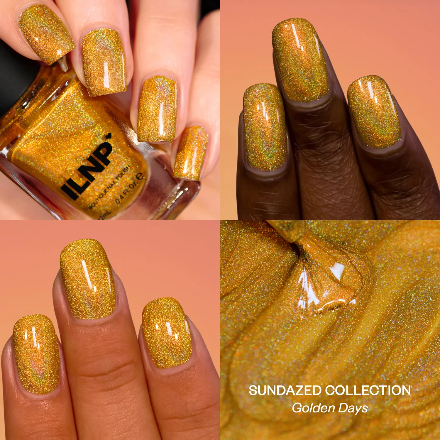 ILNP Sundazed Golden Days nagellack guld holographic