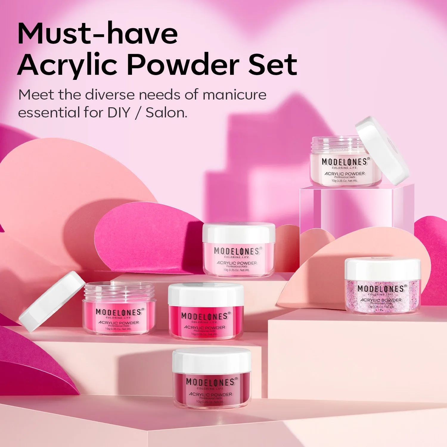 modelones Lovestruck Blush akrylpulverset 6 rosa nyanser