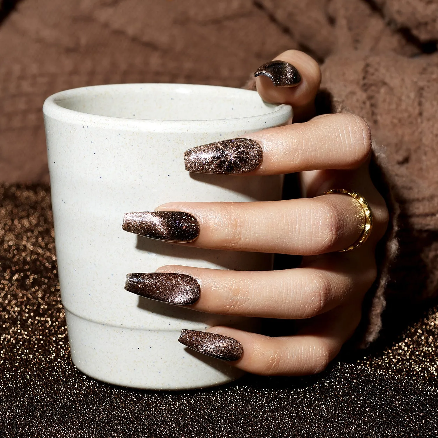 Modelones Inspire Gel Amber Glitz gellack 15 ml guld cat eye