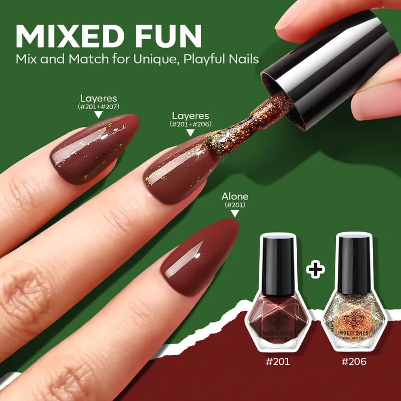 Modelones Burgundy nagellacksset shimmer snabbtorkande