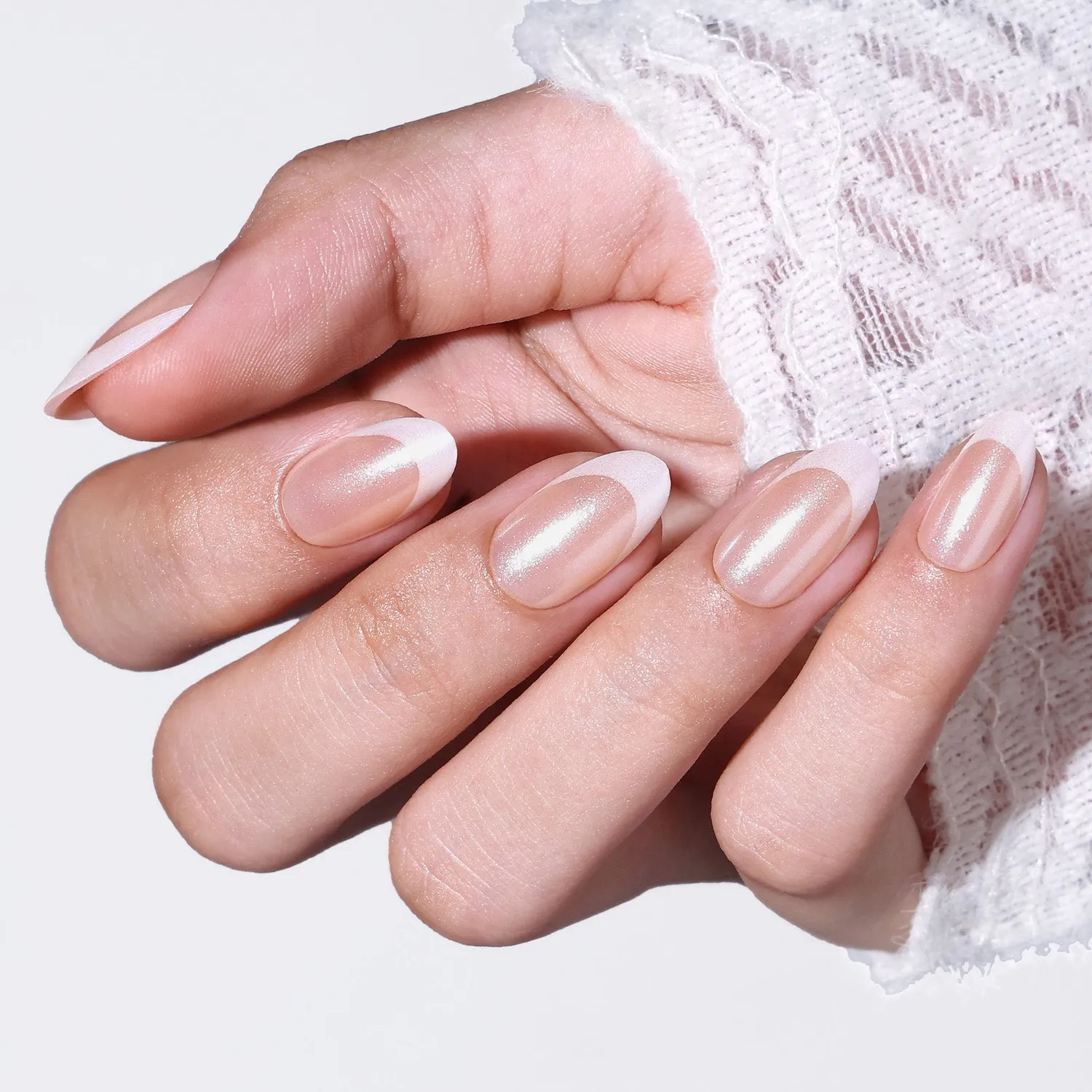Modelones Glazed French lösnaglar rosa vit glans