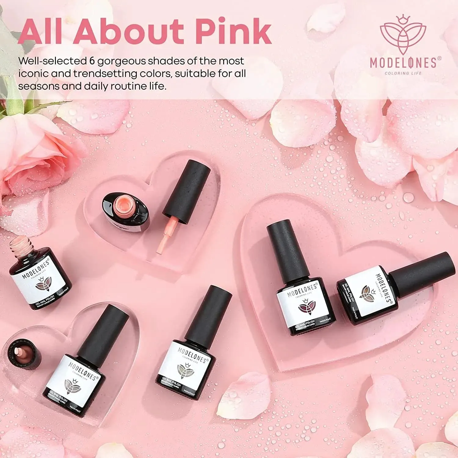 modelones All About Pink gellack 6-pack rosa kräm