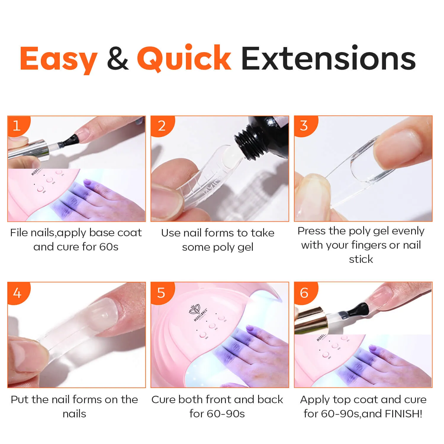Modelones Non-sticky Solid Extension Gel polygel clear stark