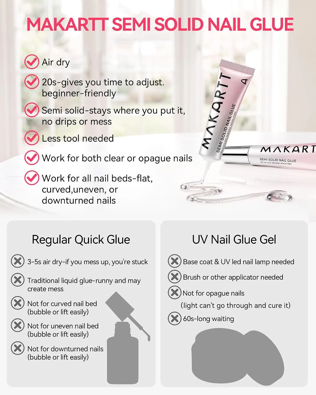 Makartt Semi Solid nagellim press-on 15ML starkt