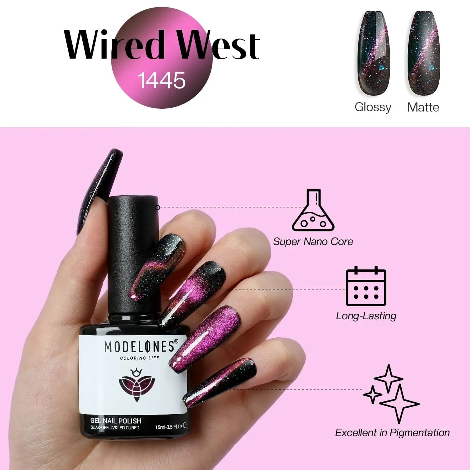Modelones Inspire Gel Wired West gellack lila glitter 15 ml